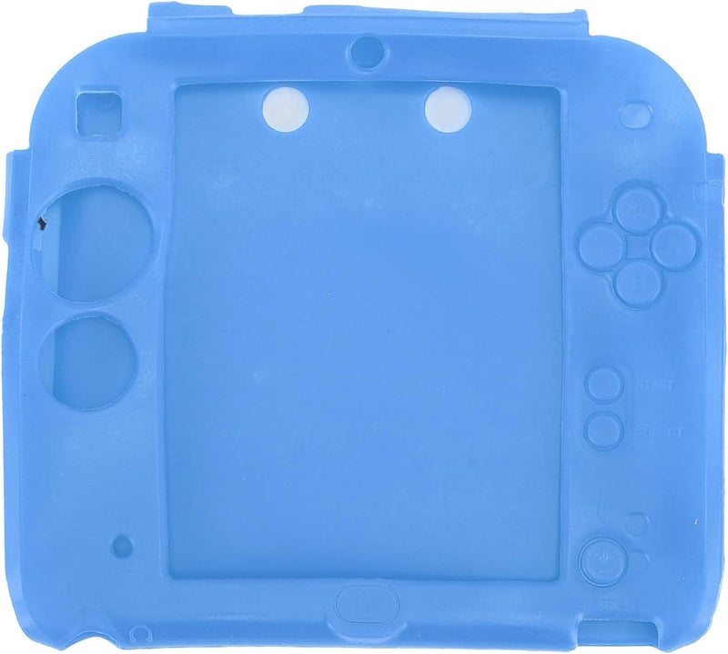 Dpofirs Handheld Game Console Silicone Cover for 2DS Soft Protective Case Scratch with Top Bottom Screen Protector (Blue) - Image 1